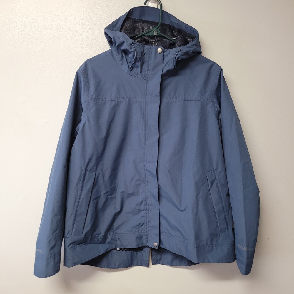 Eddie Bauer WeatherEdge Rain Jacket Lightweight Blue Hooded‎ Full Zip XL